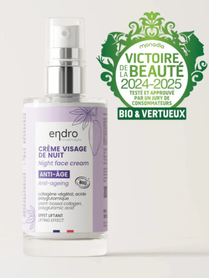 Crème visage de nuit anti-âge au collagène Endro cosmétiques